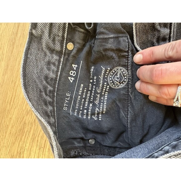 J.Crew‎ 484 Jeans Men 33x32 Narrow Tapered Leg Washed Black Stretch Denim Slim - Picture 5 of 6